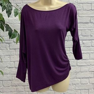 PattyBoutik One Shoulder Ruched Batwing Knit Top